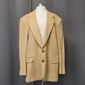 Vintage 70s Hunt Valley Sport Coat Tan 100% Camel Hair Two Button Blazer 44L USA
